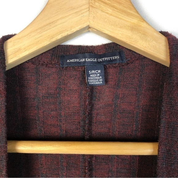 American Eagle AEO Heather Red Ribbed Mid Length Cardigan Sweater S - Picture 4 of 4